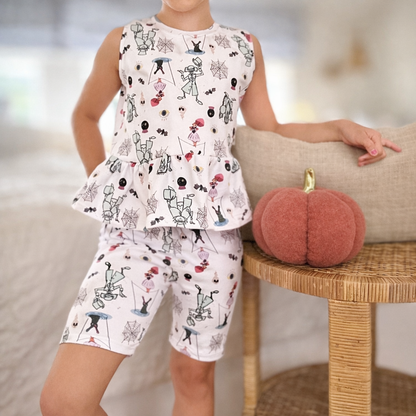 Kids Handcrafted Haunted Mansion Flutter Tank & Bike Shorts