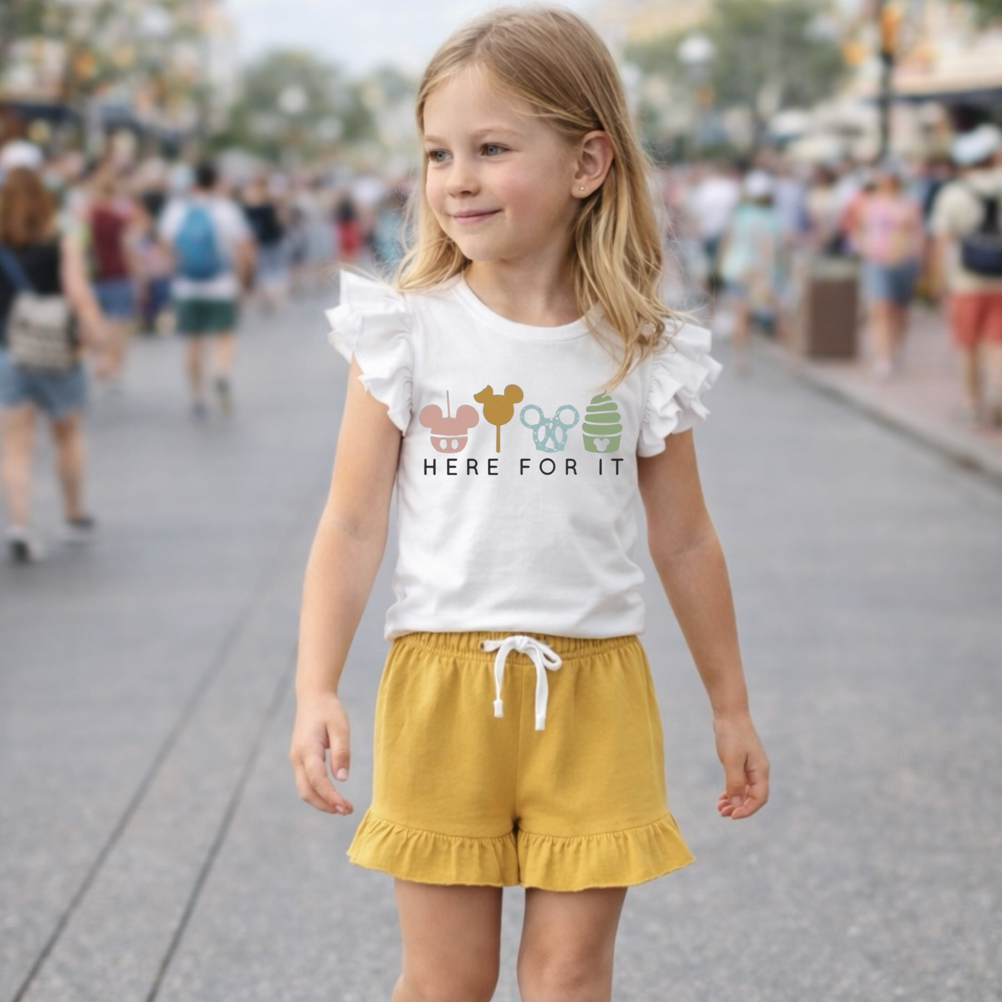 Kids Handcrafted Park Snacks Flutter Sleeve Top & Optional Bottoms