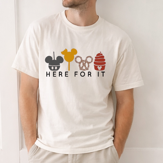 “Here for it” Park Drinks Graphic Tee | Earth Tones