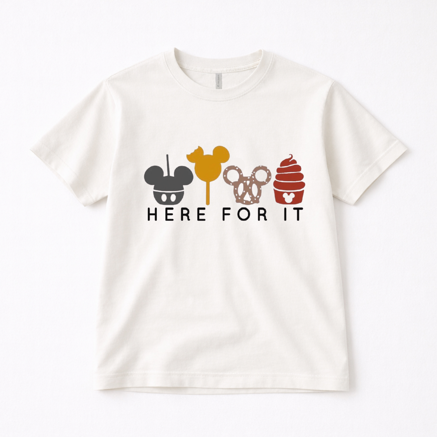 “Here for it” Park Snacks Adult Graphic Tee | Earth Tones