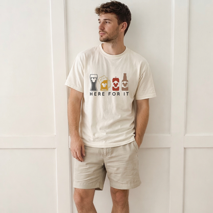 “Here for it” Park Drinks Graphic Tee | Earth Tones