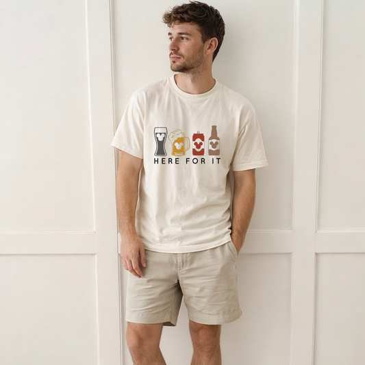 “Here for it” Park Drinks Graphic Tee | Earth Tones