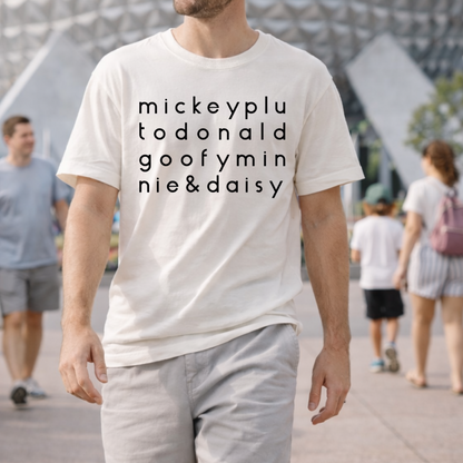 Adult Fab 5 Characters Graphic Tee