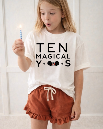 Kids Customizable Magical Years Birthday Graphic Tee & Optional Bottoms