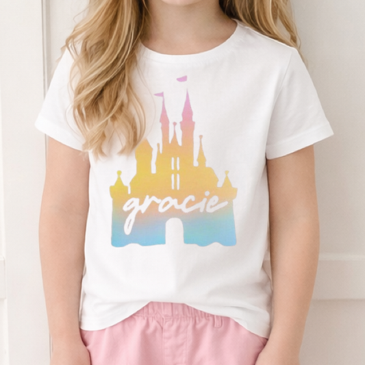 Kids Watercolor Castle Graphic Tee & Optional Bottoms