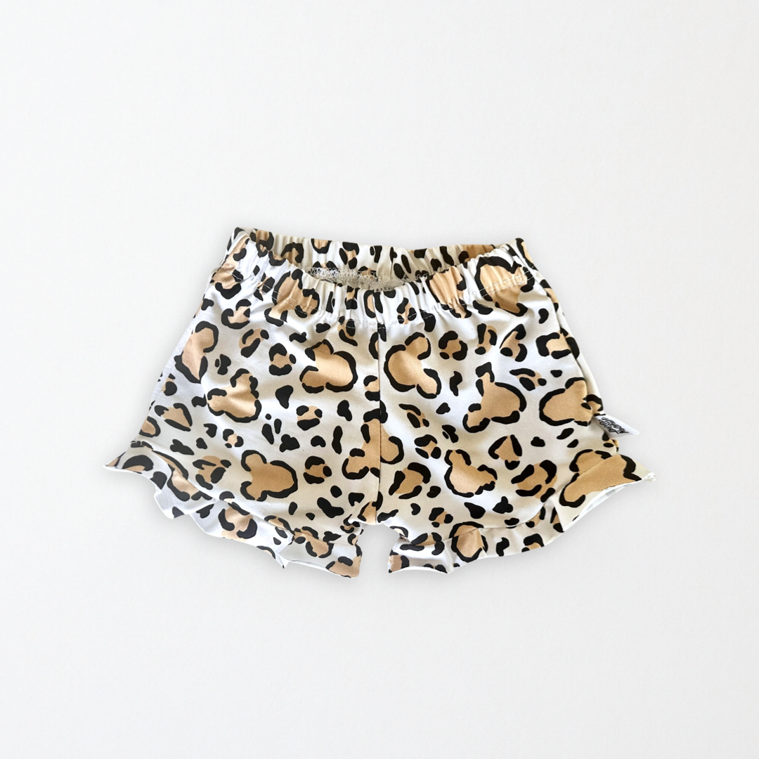Kids Handcrafted Cheetah Safari Ruffle Shorts