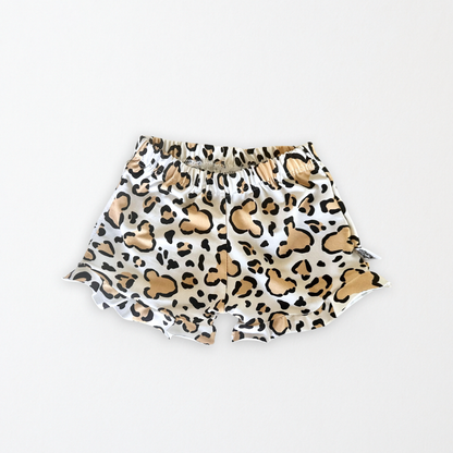 Kids Handcrafted Cheetah Safari Ruffle Shorts