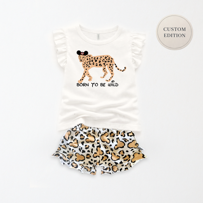 Kids Born to be Wild Customizable Flutter Sleeve Top & Optional Bottoms