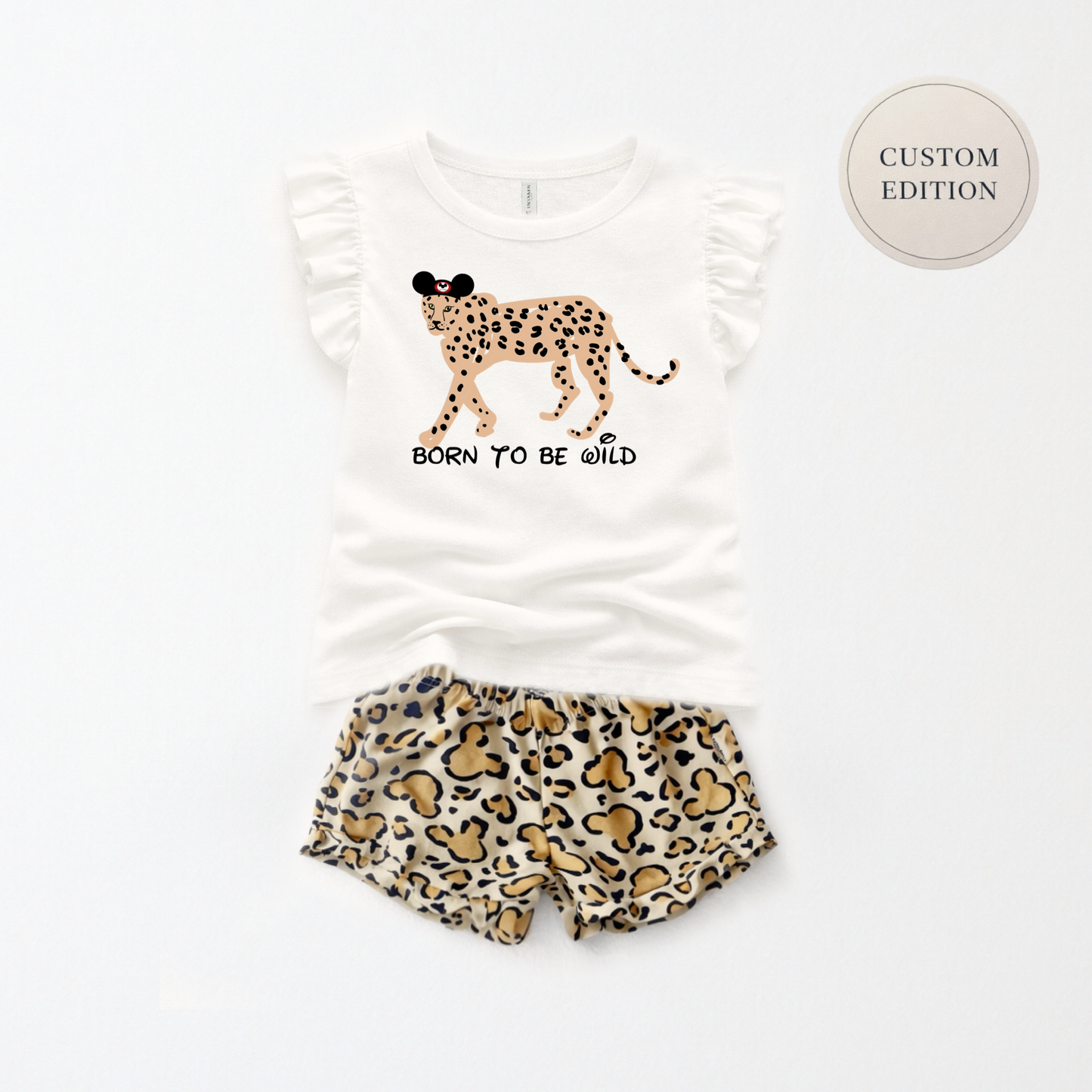 Kids Born to be Wild Customizable Flutter Sleeve Top & Optional Bottoms