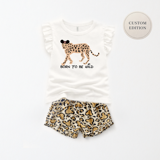 Kids Born to be Wild Customizable Flutter Sleeve Top & Optional Bottoms