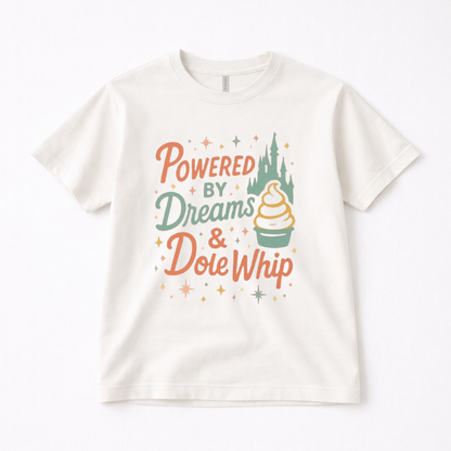 Powered by Dreams & Whip Retro Adult Graphic Tee