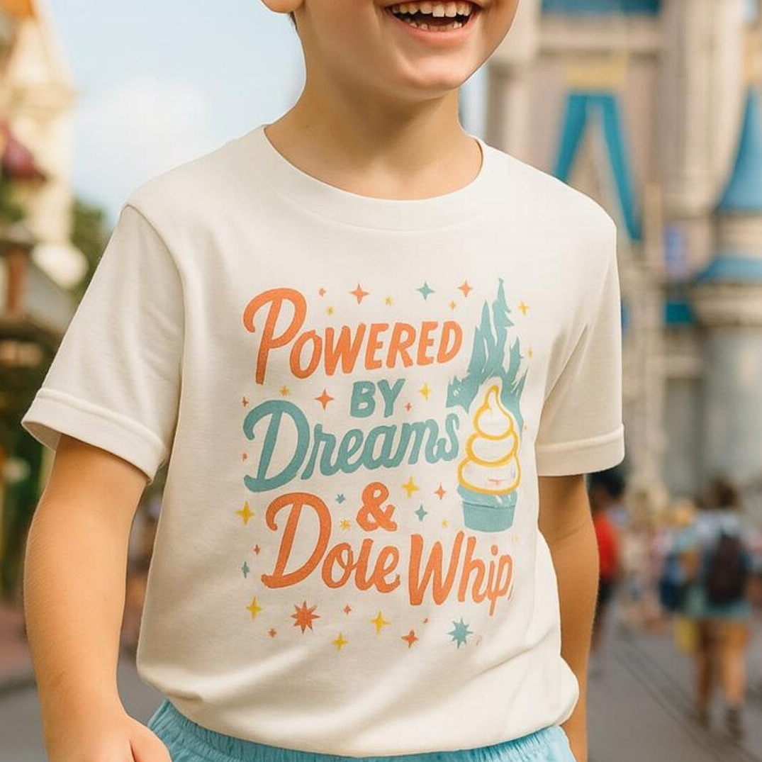Kids Powered By Dreams and Dole Whip Graphic Tee & Optional Bottoms