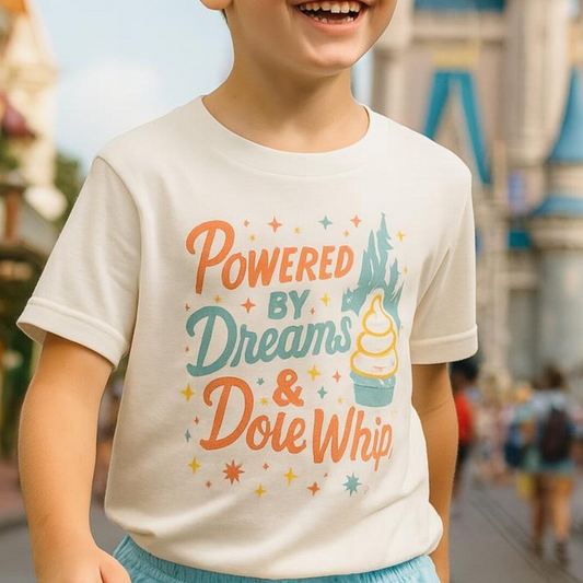 Kids Powered By Dreams and Dole Whip Graphic Tee & Optional Bottoms