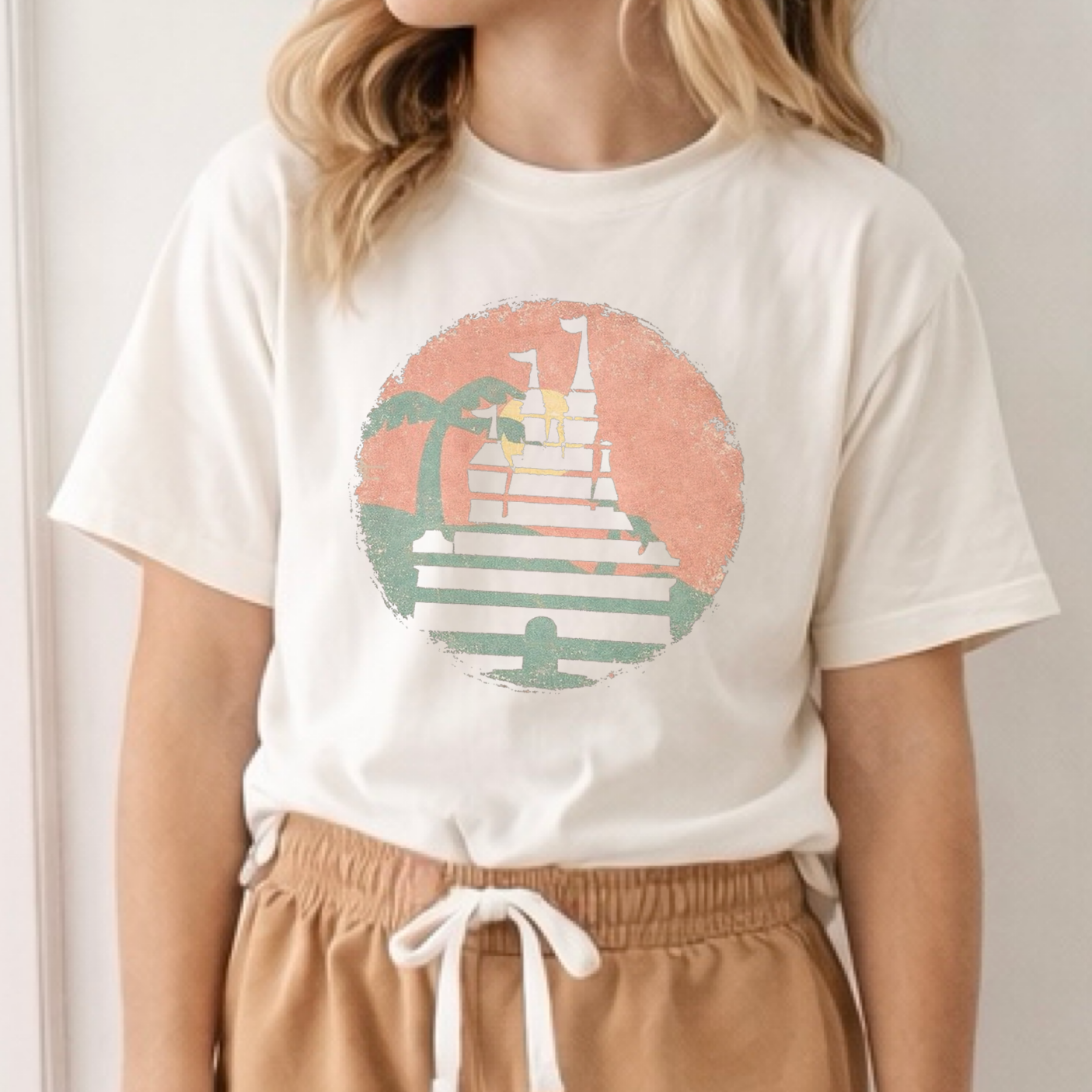 Retro Sunset Castle | Kids Heritage Blend Tee