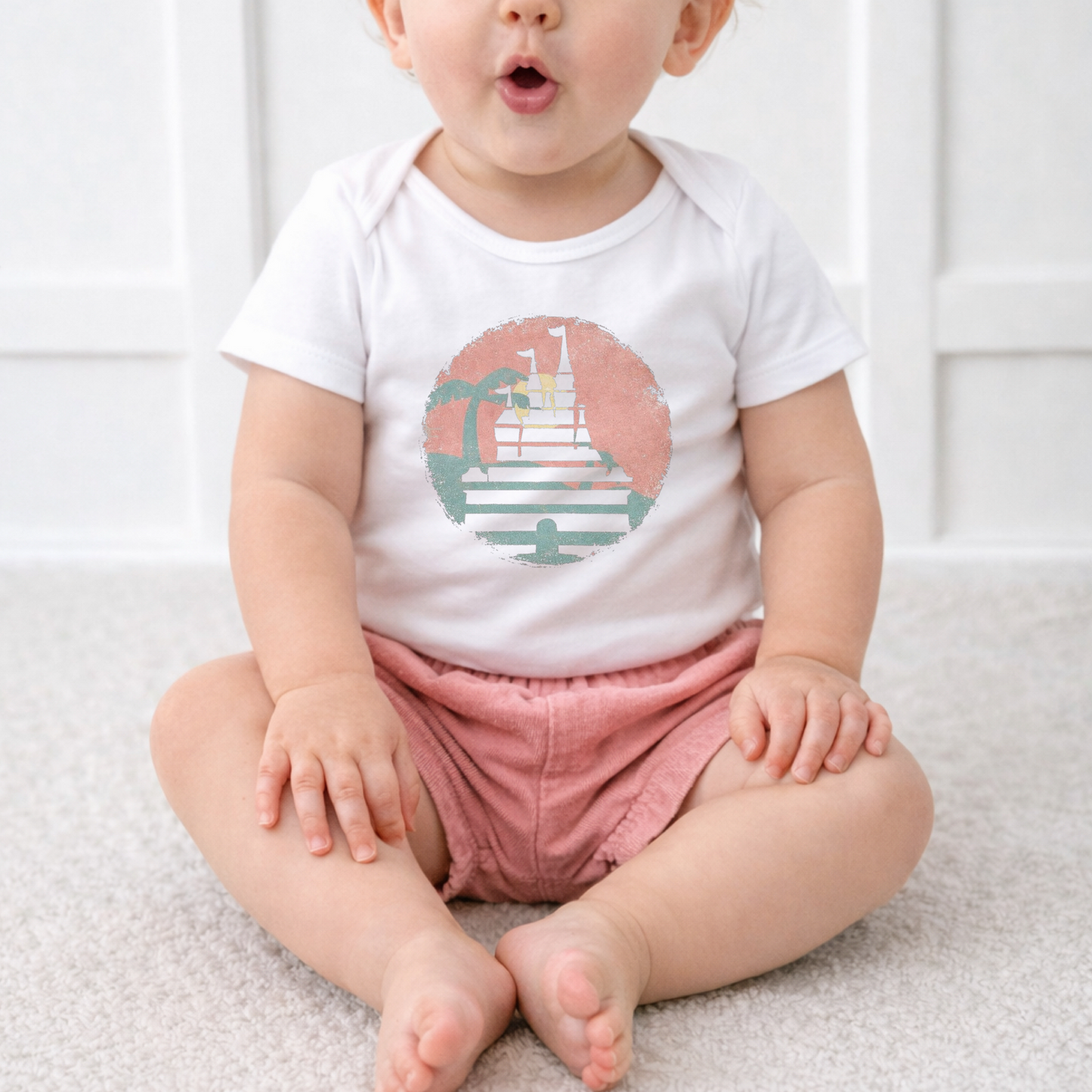 Retro Sunset Castle Graphic Tee & Optional Bottoms