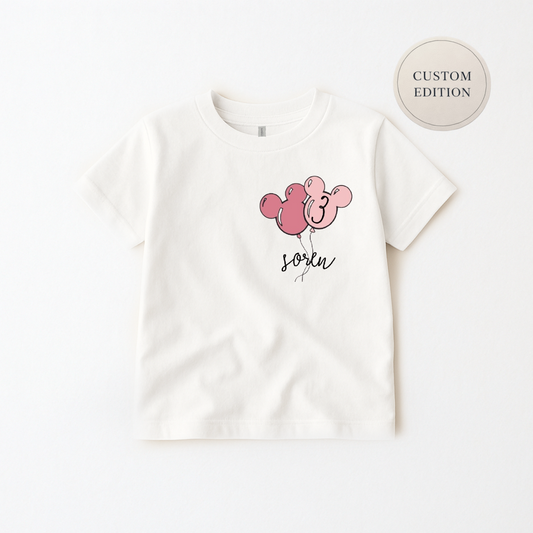 Kids Mouse Balloon Customizable Graphic Tee & Optional Bottoms
