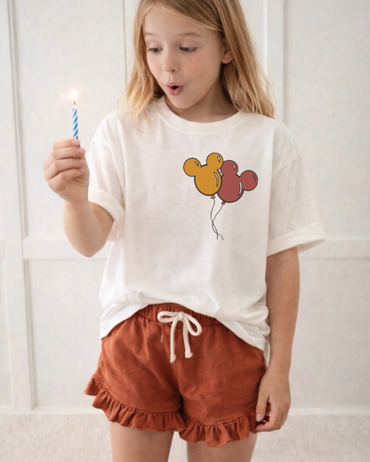 Kids Mouse Balloon Customizable Graphic Tee & Optional Bottoms