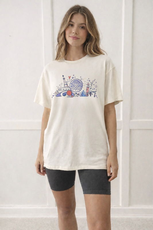 Old School World Showcase Family Graphic Tee