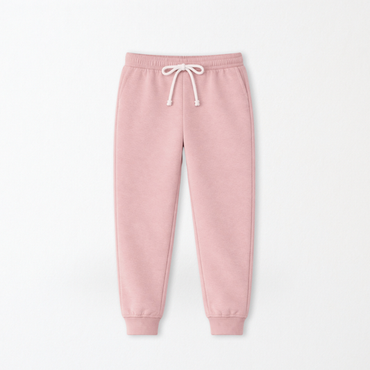 Kids Core Cotton Joggers in Petal