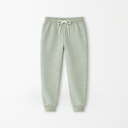 Kids Core Cotton Joggers in Sage