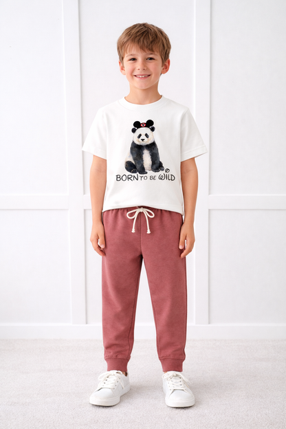 Kids Core Cotton Joggers in Brick