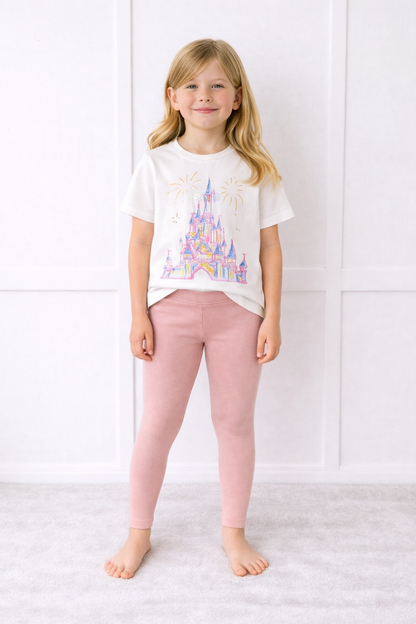 Kids Core Cotton Leggings in Petal
