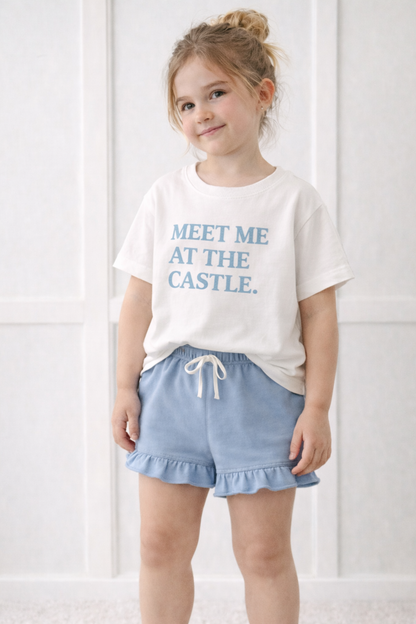 Kids Core Cotton Ruffle Shorts in Drift