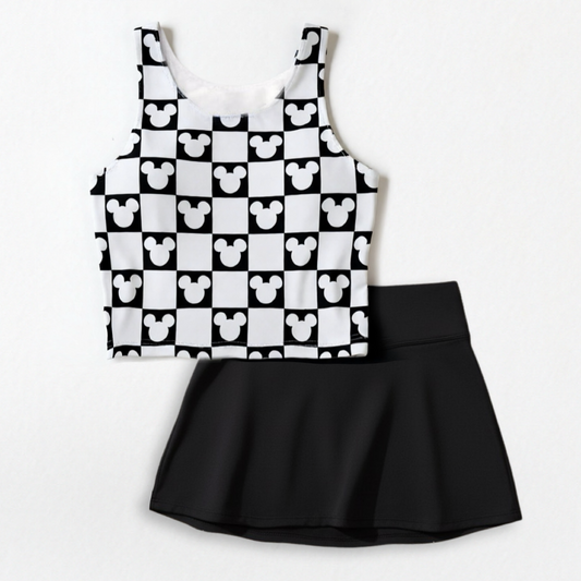 Women's Mouse Checker Performance Seamless Tank + Optional Skirt