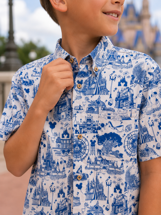 Park Toile Boys Resortech™ Button-Down