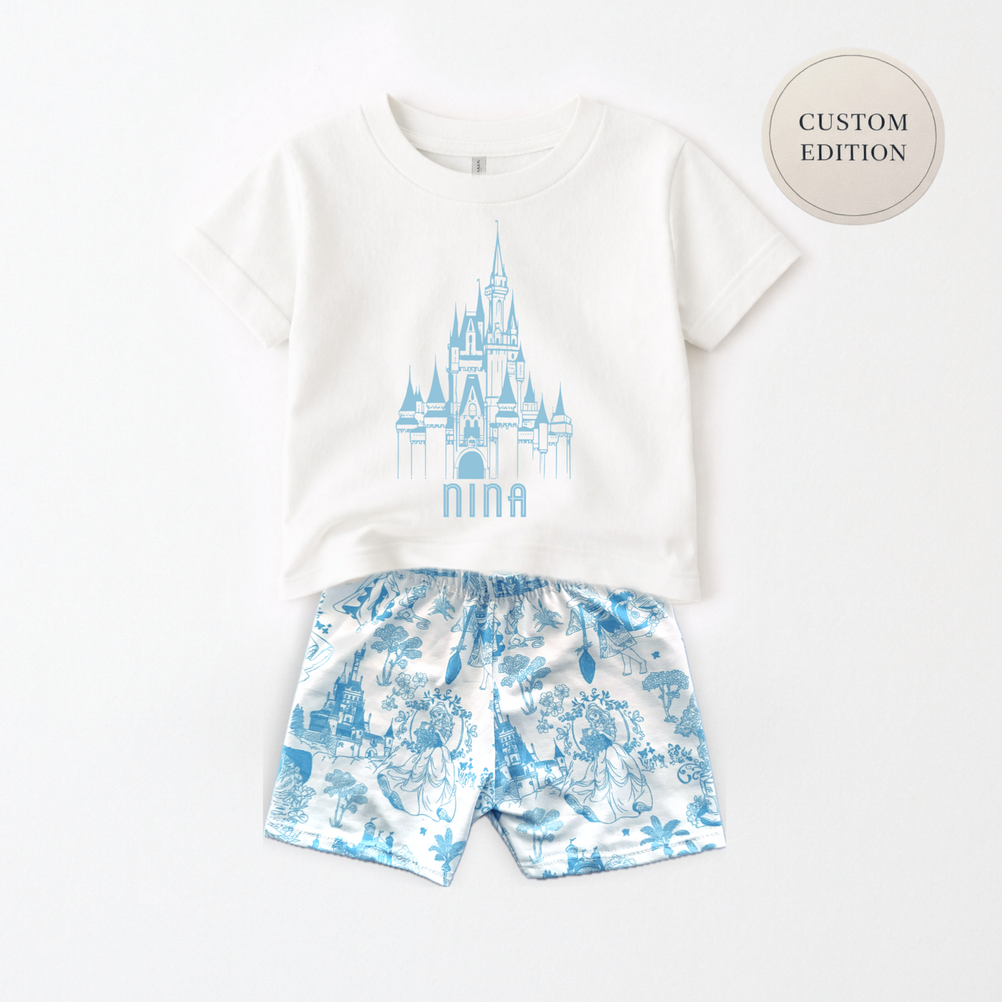 Kids Princess Toile Customizable Graphic Tee & Optional Bottoms