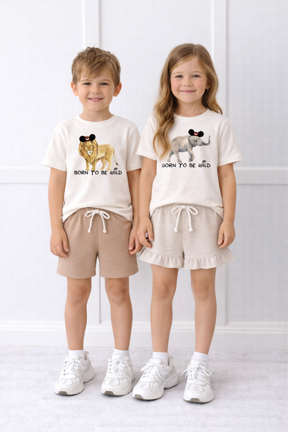 Kids Born to be Wild Graphic Customizable Tee & Optional Bottoms