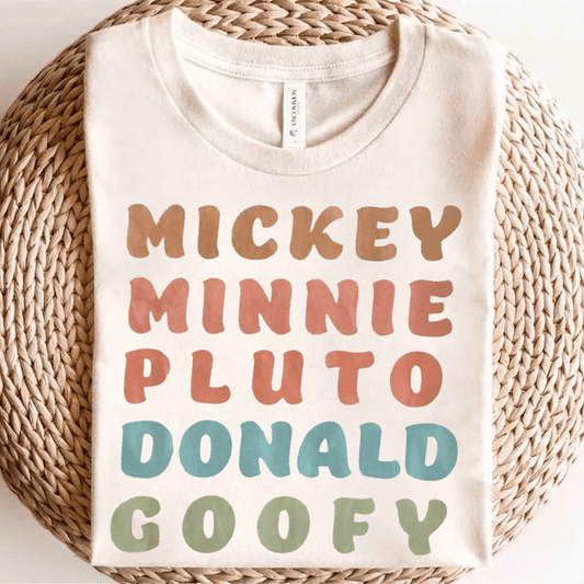 Mickey, Minnie, Pluto, Donald & Goofy Character Family Graphic Tee