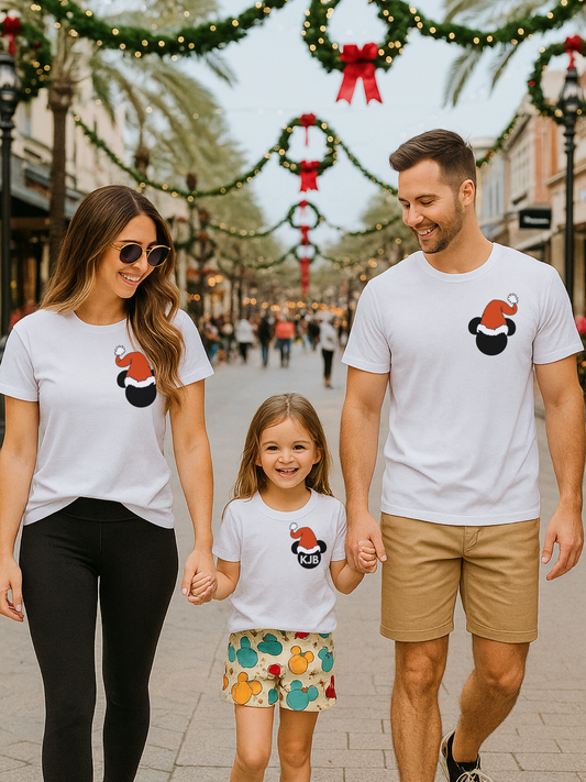 Customizable Santa Mouse Christmas Family Graphic Tee