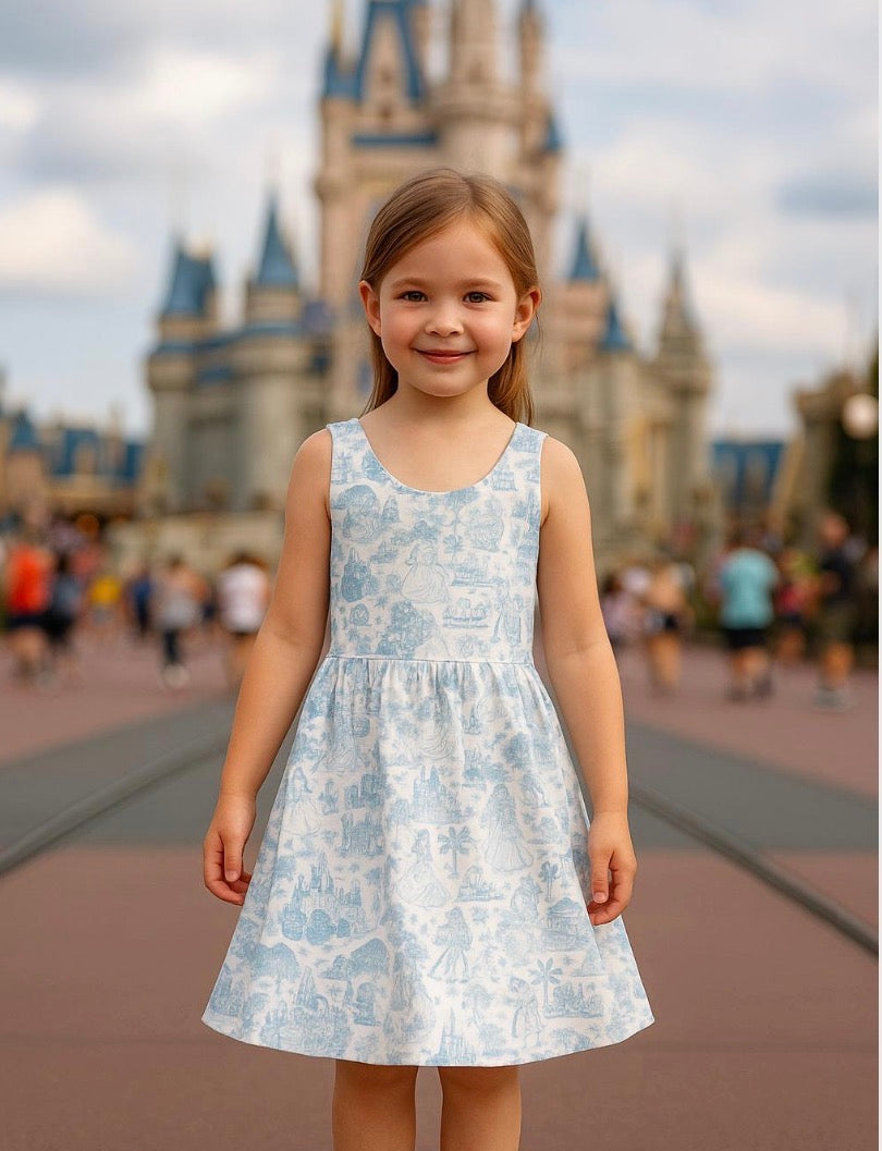 Kids Handcrafted Princess Toile Twirl Dress