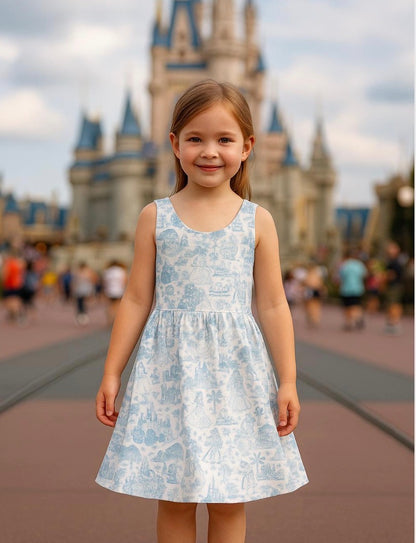 Kids Handcrafted Princess Toile Twirl Dress