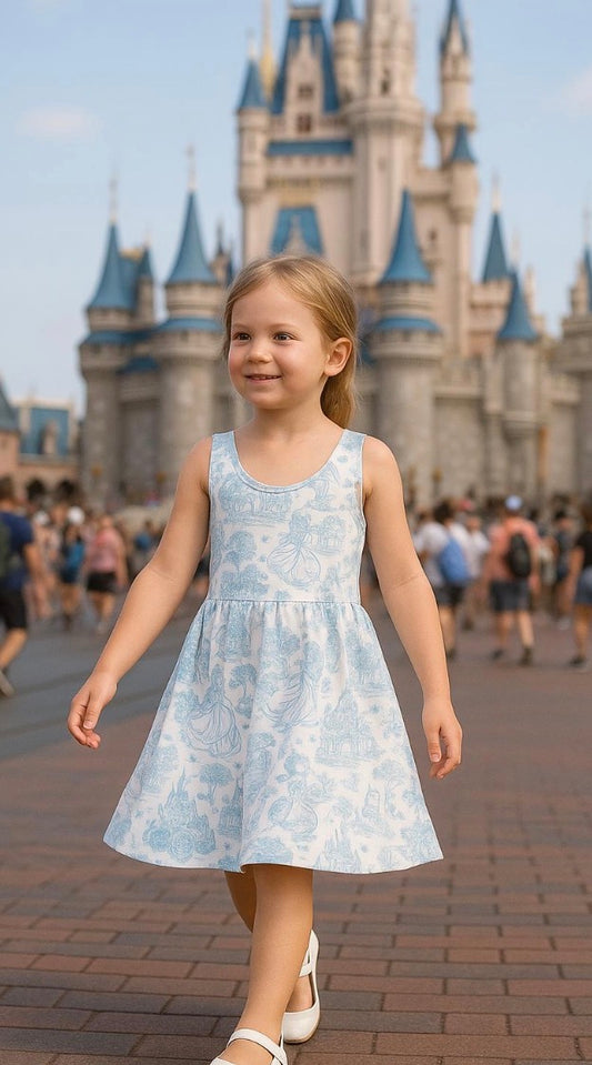 Kids Handcrafted Princess Toile Twirl Dress