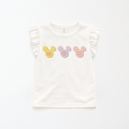 Kids Conversation Hearts Flutter Sleeve Top & Optional Bottoms