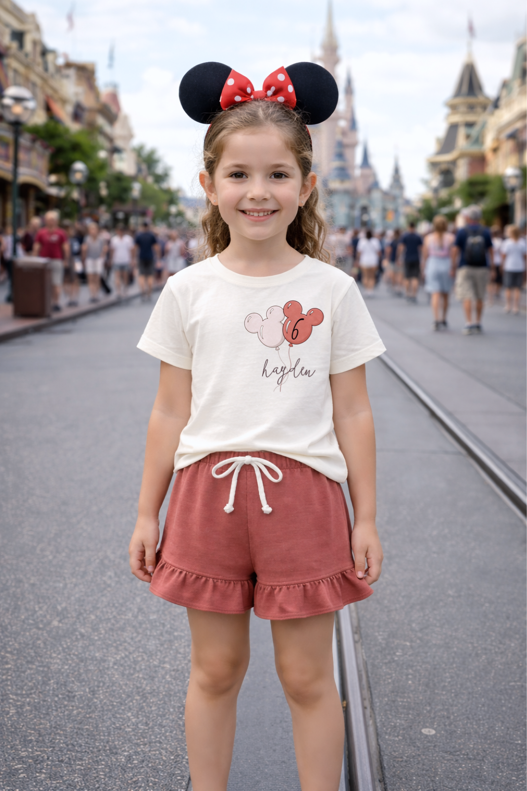 Kids Mouse Balloon Customizable Graphic Tee & Optional Bottoms