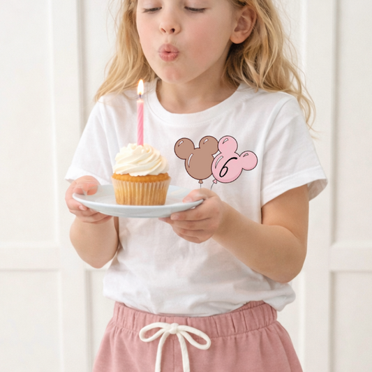 Kids Mouse Balloon Customizable Graphic Tee & Optional Bottoms