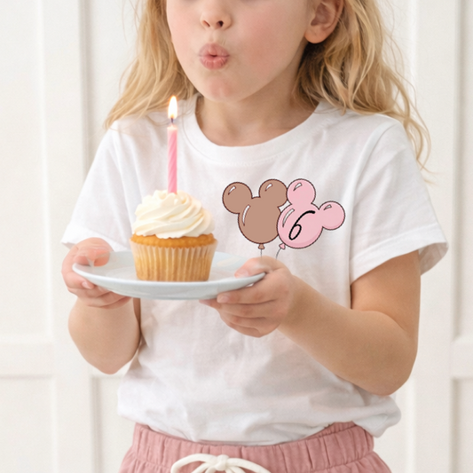 Kids Mouse Balloon Customizable Graphic Tee & Optional Bottoms
