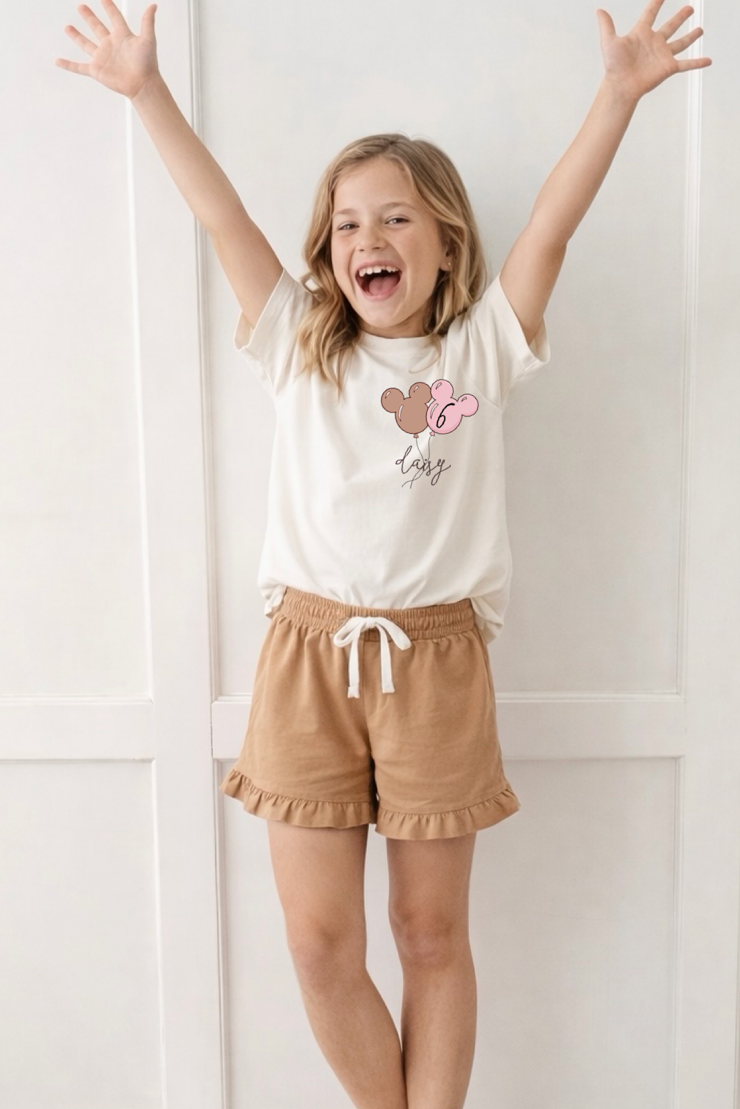 Kids Mouse Balloon Customizable Graphic Tee & Optional Bottoms