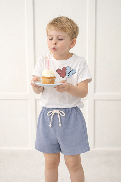 Kids Mouse Balloon Customizable Graphic Tee & Optional Bottoms