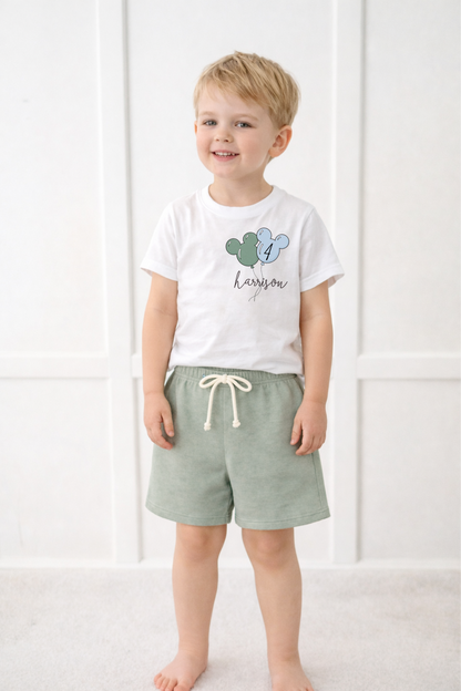 Kids Mouse Balloon Customizable Graphic Tee & Optional Bottoms