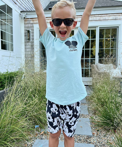 Kids Handcrafted Monochrome Mouse Crew Shorts