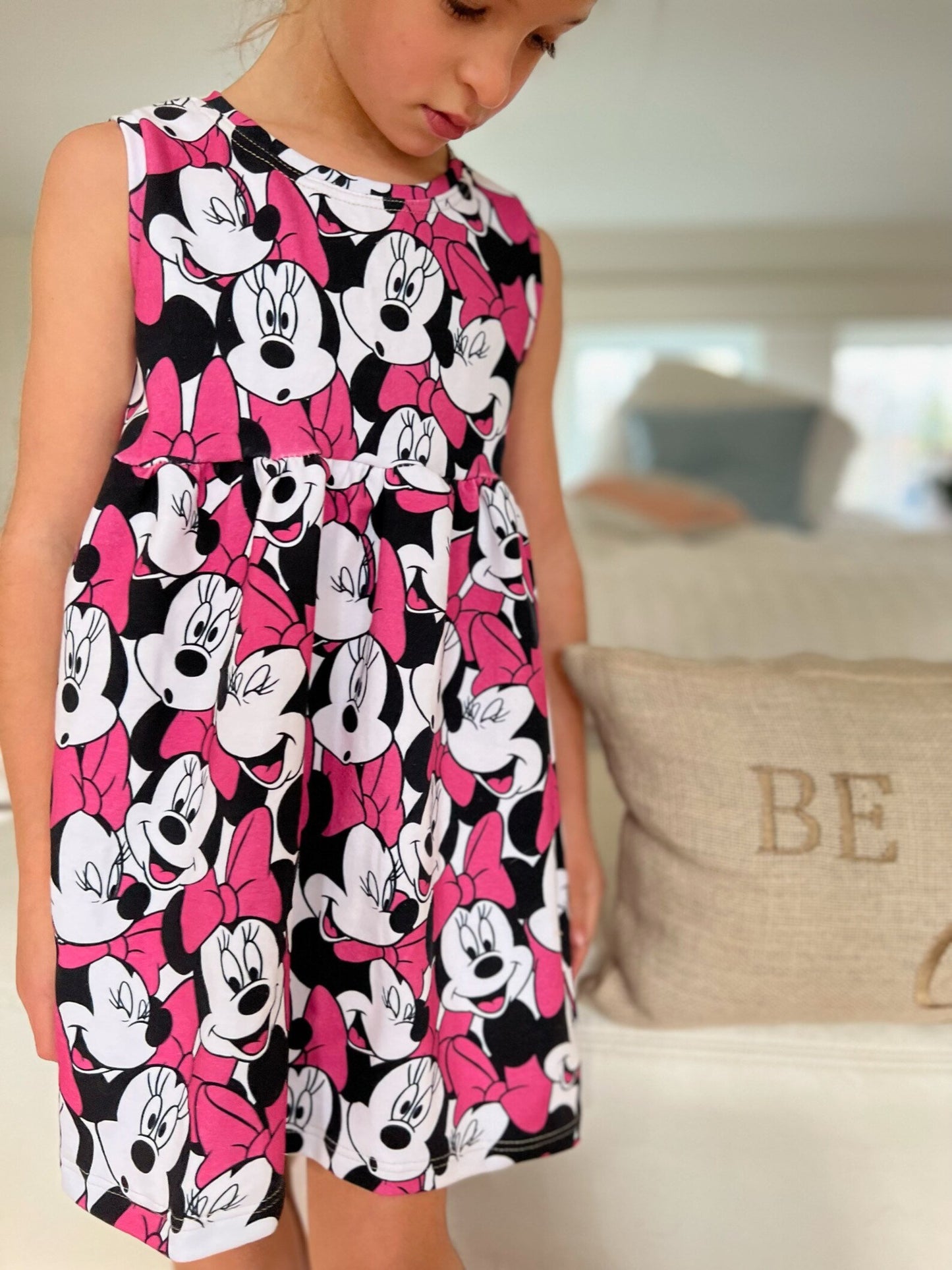 Kids Handcrafted Magenta Mouse Peplum Dress