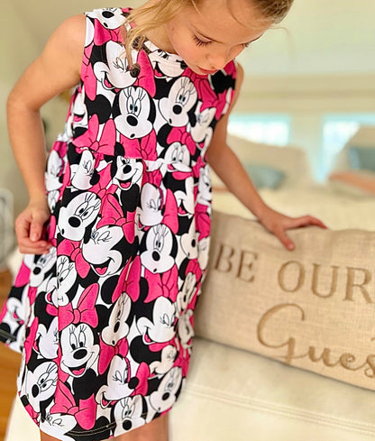 Kids Handcrafted Magenta Mouse Peplum Dress