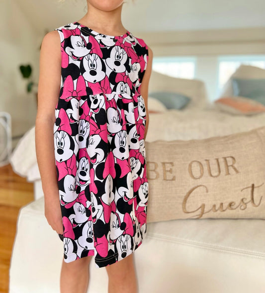 Kids Handcrafted Magenta Mouse Peplum Dress