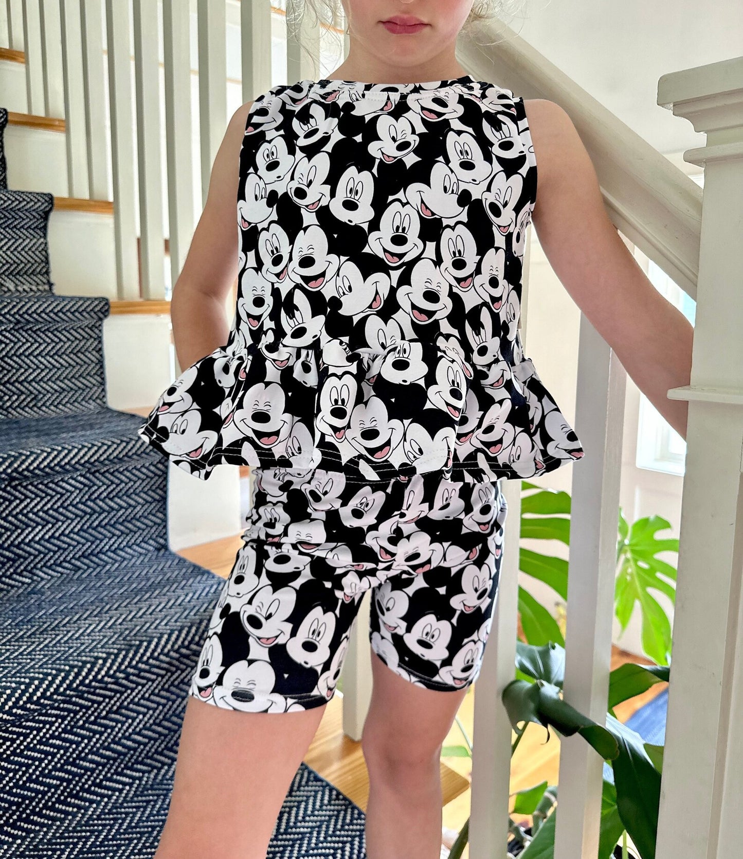 Kids Handcrafted Monochrome Mouse Ruffle Top & Optional Bottoms