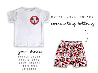 Kids Mouse Club Handmade Customizable Graphic Tee & Optional Bottoms