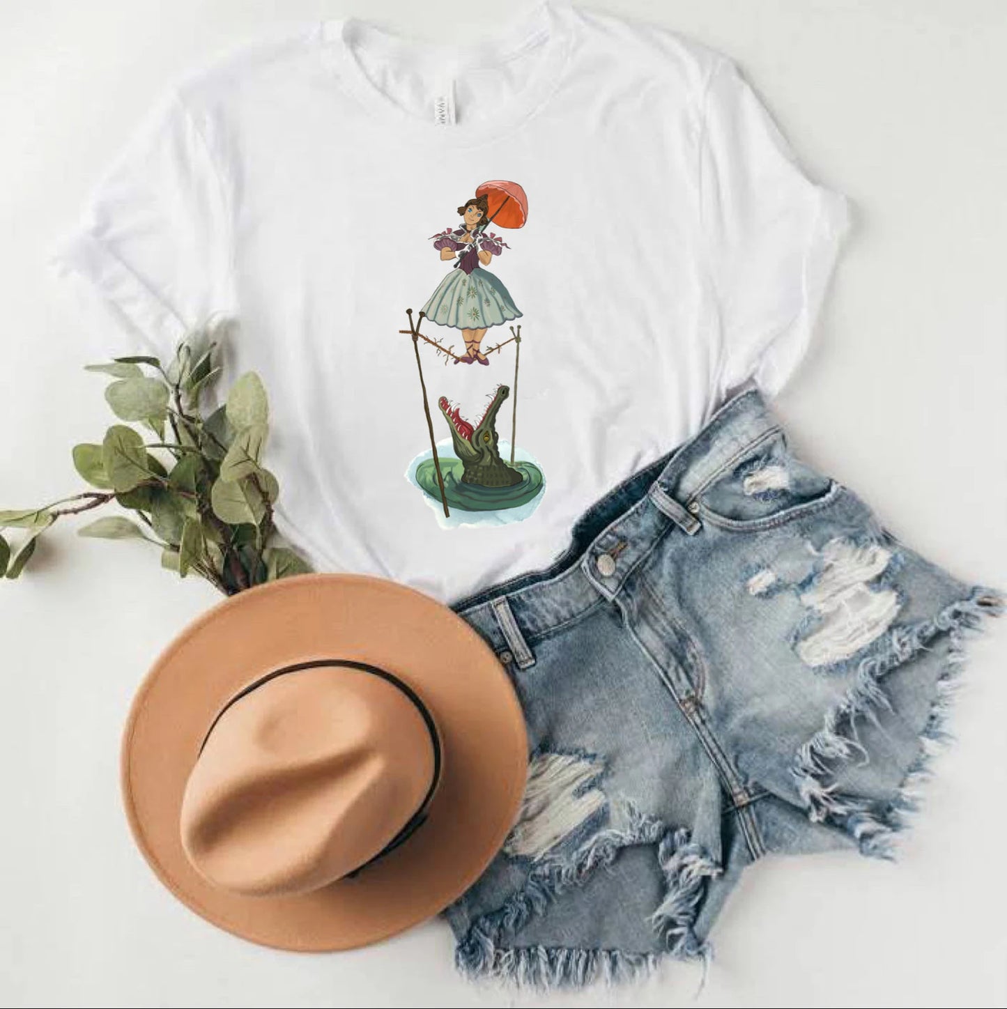 Spooky Mansion Stetching Lady Family Graphic Tee